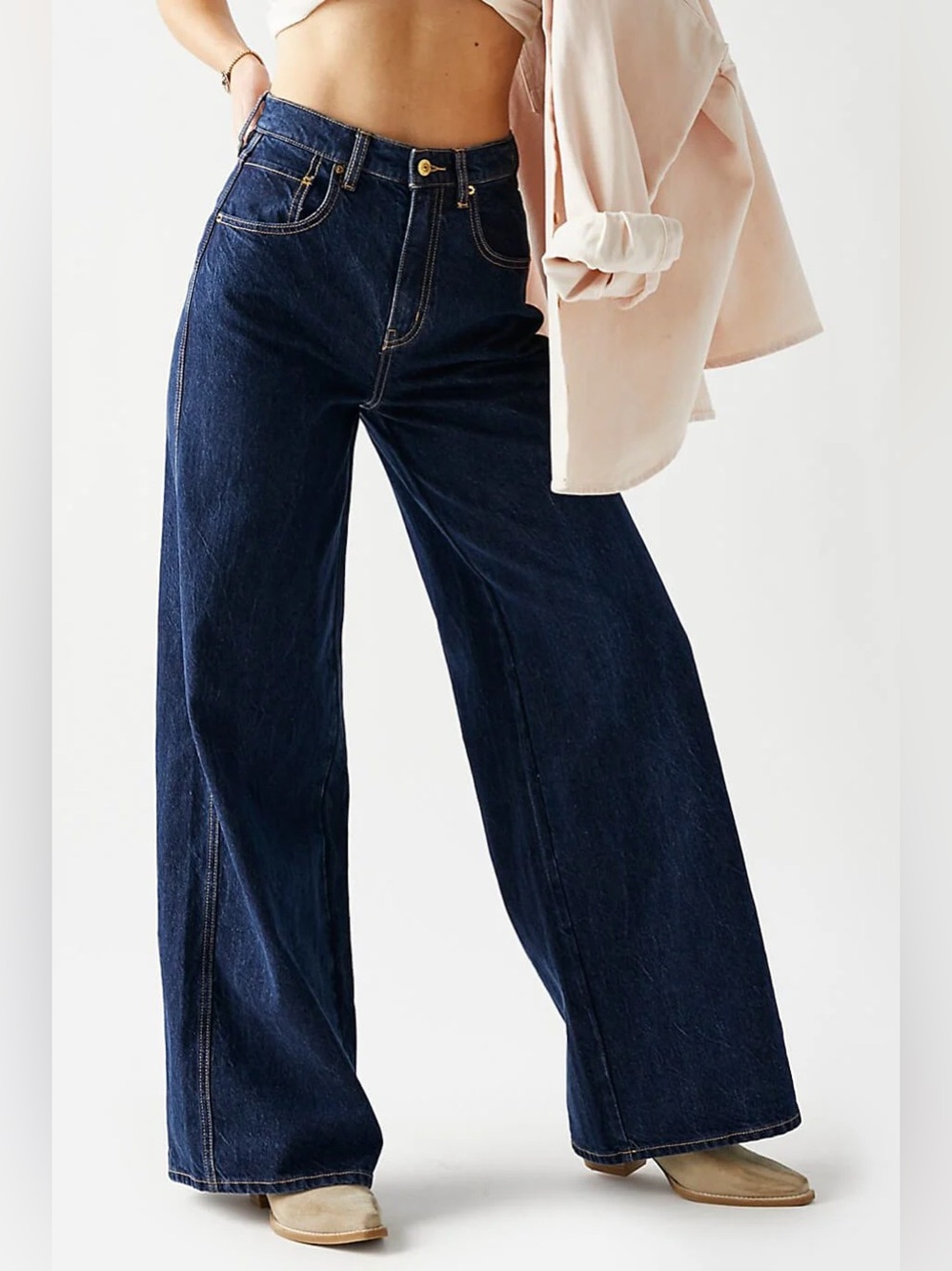 Free People We The Free CRVY Gia Wide-Leg Jeans NWT Size 28
